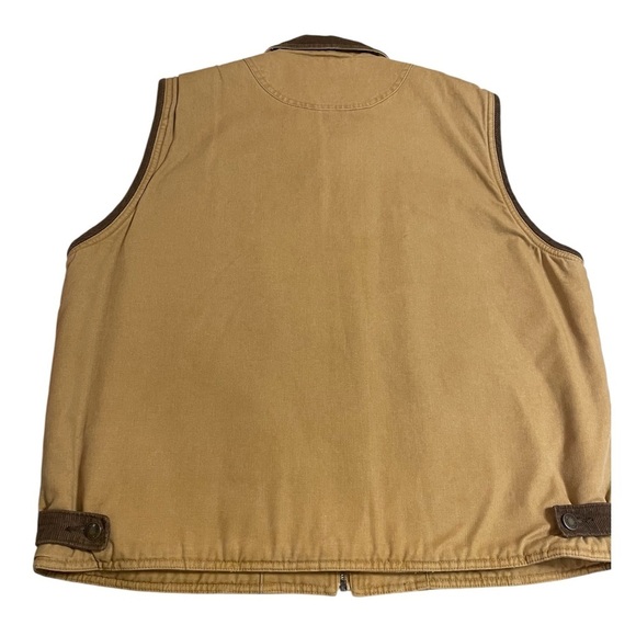 VINTAGE WRANGLER HERO FAUX SHERPA TAN LINED INSULATED VEST SZ LG EUC - Picture 2 of 12